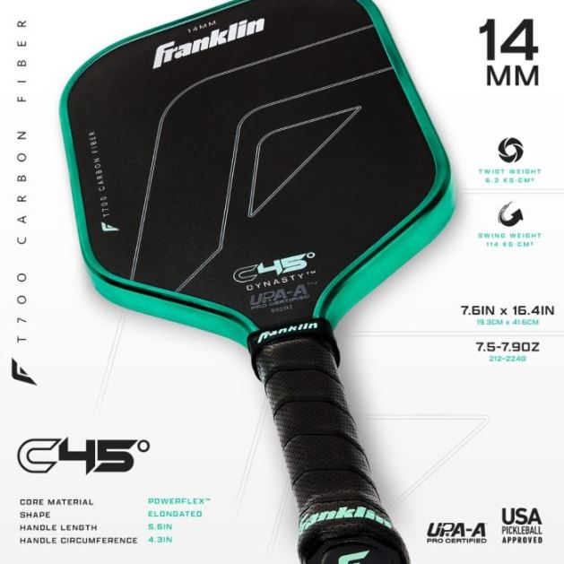 FRANKLIN PICKLEBALL - CARBON 45° - CARBON FIBER PADDLE SERIES