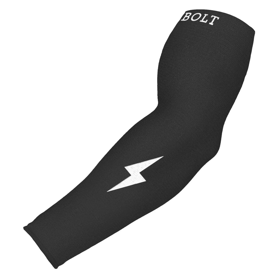 Blue arm sleeve with a white lightning bolt on a white background Bruce Bolt