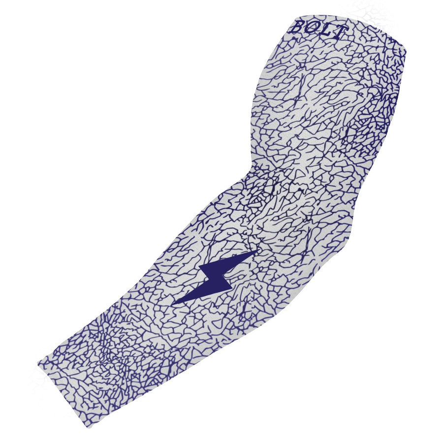 Blue arm sleeve with a white lightning bolt on a white background Bruce Bolt